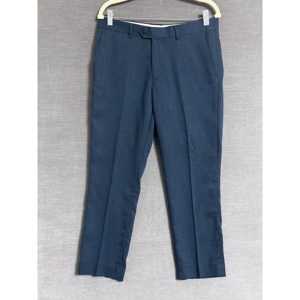 Tazzio Suit 38S 32W Skinny Fit Slim Blue Classic Bespoke Blaser Pants